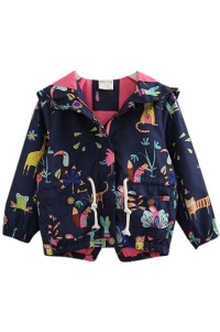 SKCC004 design printed zipper coat for girls children's wear hooded coat children's wear specialty store detail view-1